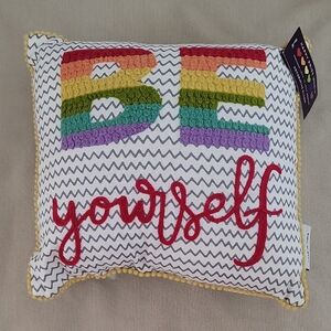 Be Yourself Rainbow Accent Pillow